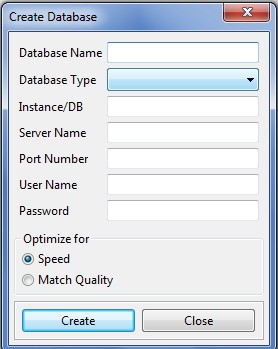 Create Databases dialog